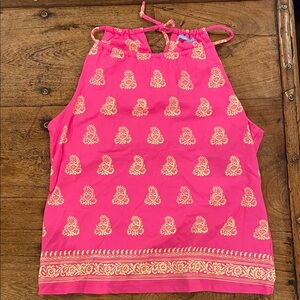 J McLaughlin Pink Printed Halter Tank Top